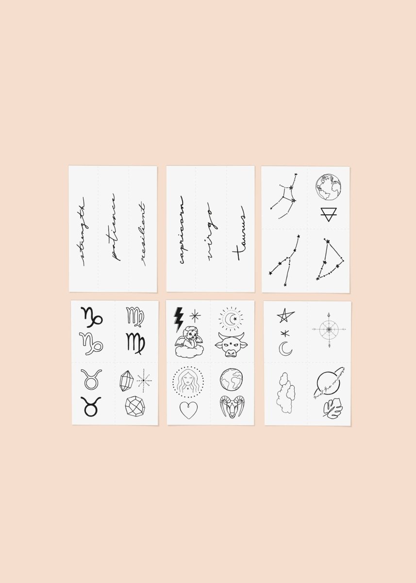 Zodiac Collection: Earth Signs Temporary Tattoo Pack - Pages & Parcels