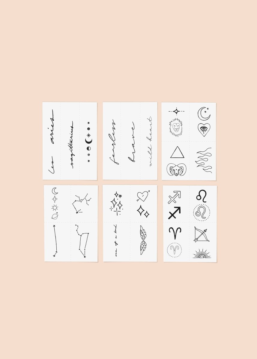 Zodiac Collection: Fire Signs Temporary Tattoo Pack - Pages & Parcels