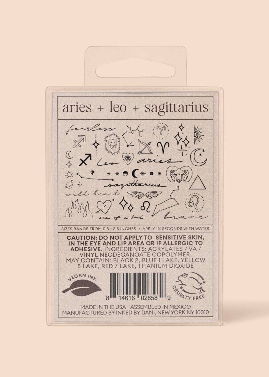 Zodiac Collection: Fire Signs Temporary Tattoo Pack - Pages & Parcels