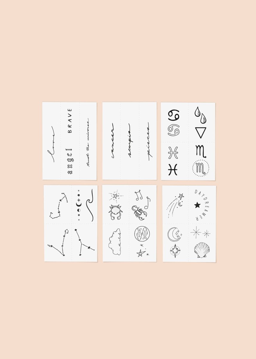 Zodiac Collection: Water Signs Temporary Tattoo Pack - Pages & Parcels