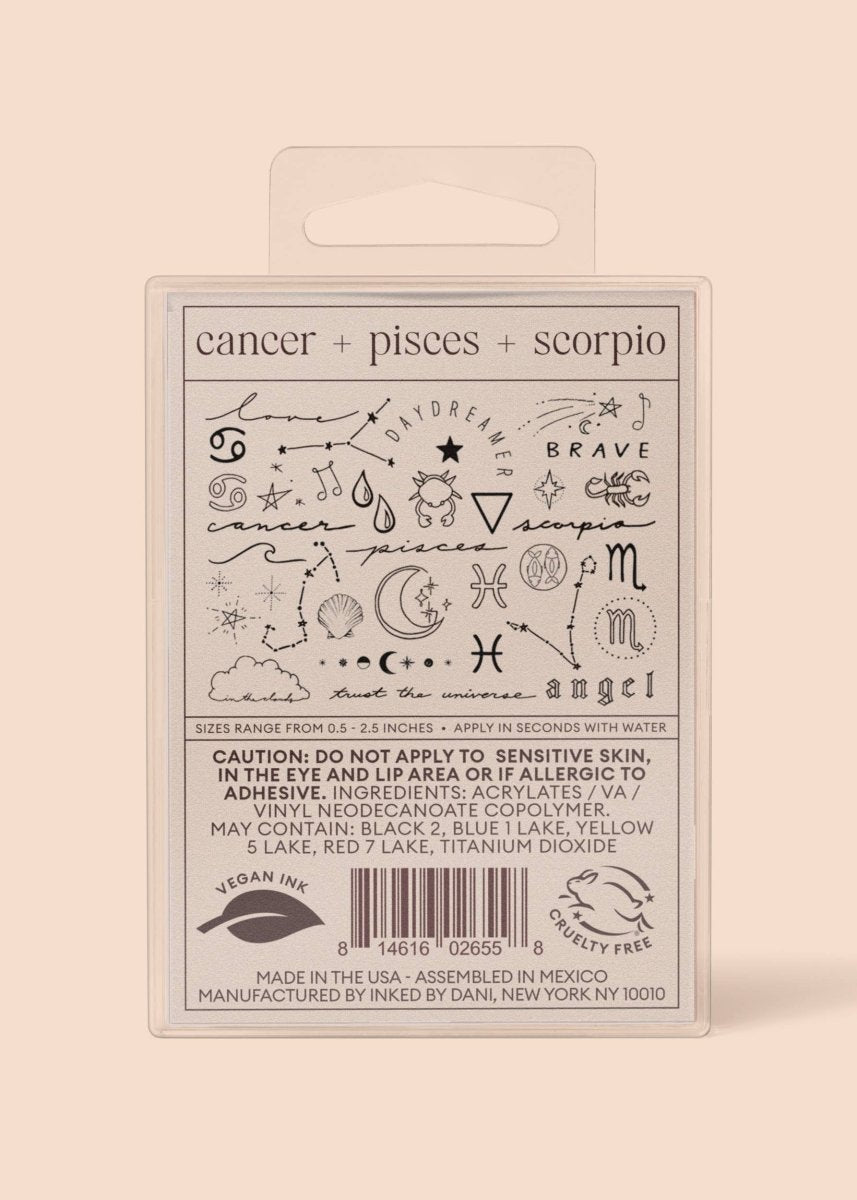 Zodiac Collection: Water Signs Temporary Tattoo Pack - Pages & Parcels